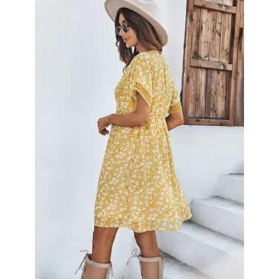 Loose A-Line Floral Printed Bohemia Dress Loose A-Line Floral Printed Bohemia Dress