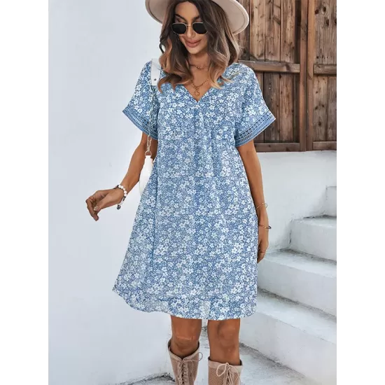 Loose A-Line Floral Printed Bohemia Dress Loose A-Line Floral Printed Bohemia Dress