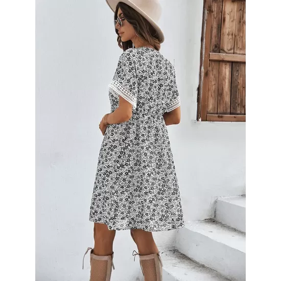 Loose A-Line Floral Printed Bohemia Dress Loose A-Line Floral Printed Bohemia Dress