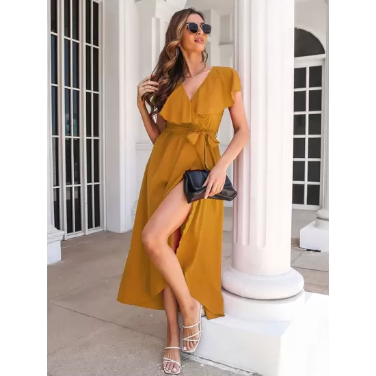 Casual Flared Sleeves Solid Color Dress Casual Flared Sleeves Solid Color Dress