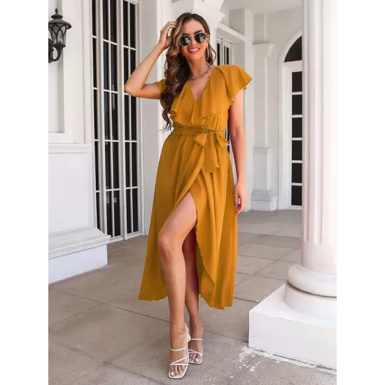 Casual Flared Sleeves Solid Color Dress Casual Flared Sleeves Solid Color Dress