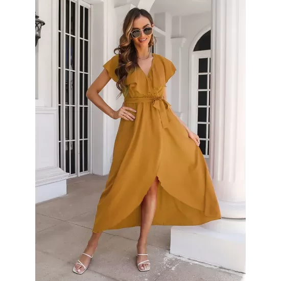 Casual Flared Sleeves Solid Color Dress Casual Flared Sleeves Solid Color Dress