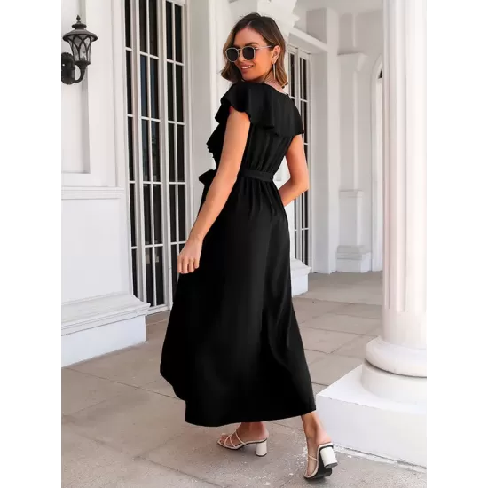 Casual Flared Sleeves Solid Color Dress Casual Flared Sleeves Solid Color Dress
