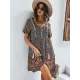 Casual A-Line Floral Printed Round-Neck Dress Casual A-Line Floral Printed Round-Neck Dress
