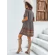 Casual A-Line Floral Printed Round-Neck Dress Casual A-Line Floral Printed Round-Neck Dress