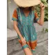 Casual A-Line Floral Printed Round-Neck Dress Casual A-Line Floral Printed Round-Neck Dress