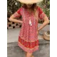 Casual A-Line Floral Printed Round-Neck Dress Casual A-Line Floral Printed Round-Neck Dress
