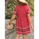 Casual A-Line Floral Printed Round-Neck Dress Casual A-Line Floral Printed Round-Neck Dress