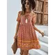 Casual A-Line Floral Printed Round-Neck Dress Casual A-Line Floral Printed Round-Neck Dress