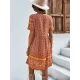 Casual A-Line Floral Printed Round-Neck Dress Casual A-Line Floral Printed Round-Neck Dress