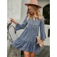 V-Neck Polka Dot Long Flare Sleeves Mini Dress V-Neck Polka Dot Long Flare Sleeves Mini Dress