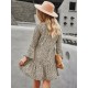 V-Neck Polka Dot Long Flare Sleeves Mini Dress V-Neck Polka Dot Long Flare Sleeves Mini Dress