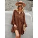V-Neck Polka Dot Long Flare Sleeves Mini Dress V-Neck Polka Dot Long Flare Sleeves Mini Dress