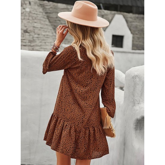 V-Neck Polka Dot Long Flare Sleeves Mini Dress V-Neck Polka Dot Long Flare Sleeves Mini Dress