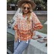 Peter Pan Neckline Bohemian Floral Blouse Peter Pan Neckline Bohemian Floral Blouse