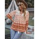 Peter Pan Neckline Bohemian Floral Blouse Peter Pan Neckline Bohemian Floral Blouse