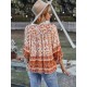 Peter Pan Neckline Bohemian Floral Blouse Peter Pan Neckline Bohemian Floral Blouse