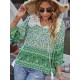 Peter Pan Neckline Bohemian Floral Blouse Peter Pan Neckline Bohemian Floral Blouse