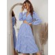 Vacation A-Line Plaid Hollow Midi Dresses Vacation A-Line Plaid Hollow Midi Dresses
