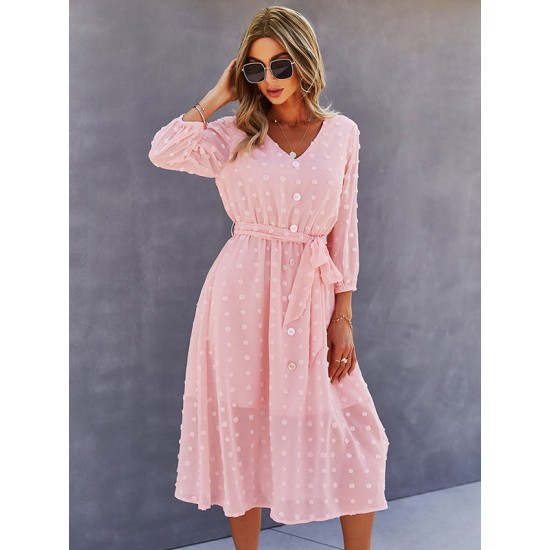 Casual Loose A-Line Buttoned Midi Dresses Casual Loose A-Line Buttoned Midi Dresses