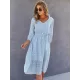 Casual Loose A-Line Buttoned Midi Dresses Casual Loose A-Line Buttoned Midi Dresses