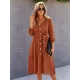 Casual Loose A-Line Buttoned Midi Dresses Casual Loose A-Line Buttoned Midi Dresses