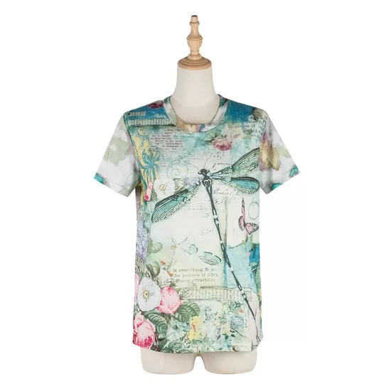 Casual Wrap Printed Round-Neck T-Shirt Top Casual Wrap Printed Round-Neck T-Shirt Top