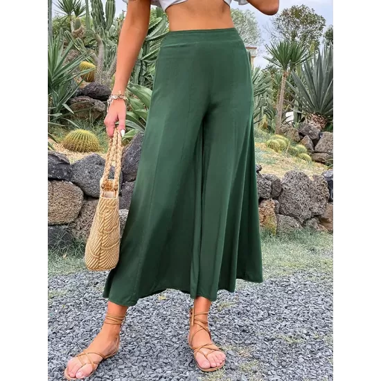 Casual High Waisted Wide Leg Solid Color Pants Casual High Waisted Wide Leg Solid Color Pants