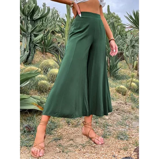 Casual High Waisted Wide Leg Solid Color Pants Casual High Waisted Wide Leg Solid Color Pants