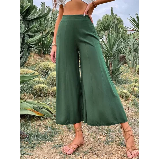 Casual High Waisted Wide Leg Solid Color Pants Casual High Waisted Wide Leg Solid Color Pants