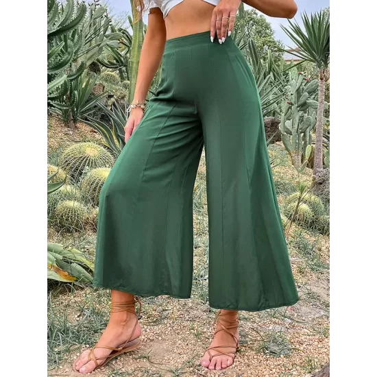 Casual High Waisted Wide Leg Solid Color Pants Casual High Waisted Wide Leg Solid Color Pants