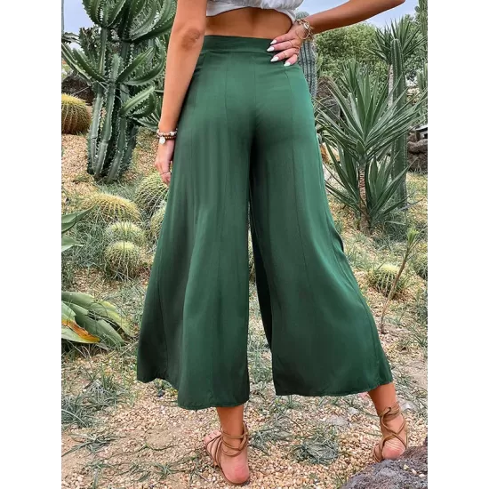 Casual High Waisted Wide Leg Solid Color Pants Casual High Waisted Wide Leg Solid Color Pants