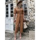 Casual Buckle Solid Color Polo Jumpsuit Casual Buckle Solid Color Polo Jumpsuit