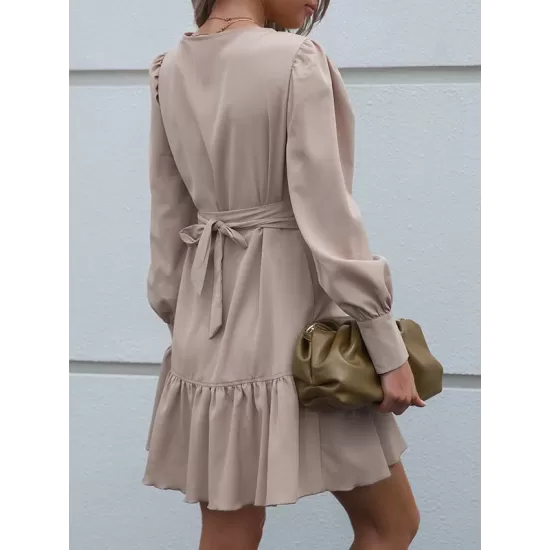 Casual Irregularity Solid Color V-Neck Dress Casual Irregularity Solid Color V-Neck Dress