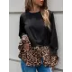 Casual Loose Leopard Patchwork Round-Neck T-Shirt Casual Loose Leopard Patchwork Round-Neck T-Shirt