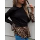 Casual Loose Leopard Patchwork Round-Neck T-Shirt Casual Loose Leopard Patchwork Round-Neck T-Shirt