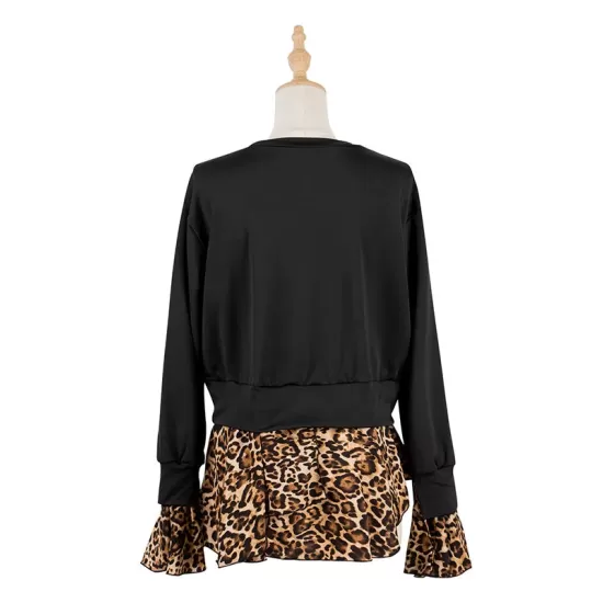 Casual Loose Leopard Patchwork Round-Neck T-Shirt Casual Loose Leopard Patchwork Round-Neck T-Shirt