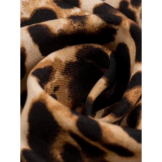 Casual Loose Leopard Patchwork Round-Neck T-Shirt Casual Loose Leopard Patchwork Round-Neck T-Shirt