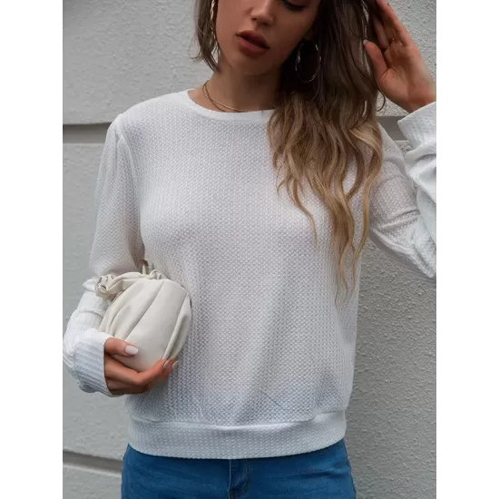 Casual Long Sleeves Backless Round-Neck T-Shirt Casual Long Sleeves Backless Round-Neck T-Shirt