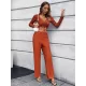 Casual High Waisted Solid Color V-Neck Two Pieces Set Casual High Waisted Solid Color V-Neck Two Pieces Set