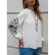 Casual Buckle Printed V-Neck T-Shirt Casual Buckle Printed V-Neck T-Shirt