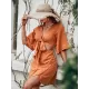 Casual Half Sleeves Solid Color V-Neck Dress Casual Half Sleeves Solid Color V-Neck Dress