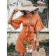 Casual Half Sleeves Solid Color V-Neck Dress Casual Half Sleeves Solid Color V-Neck Dress