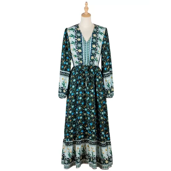 Bohemia A-Line Floral Printed V-Neck Dress Bohemia A-Line Floral Printed V-Neck Dress