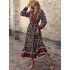 Bohemia Puff Sleeves Floral Printed V-Neck Dress