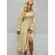Bohemia Long Sleeves Floral Printed U-Neck Dress Bohemia Long Sleeves Floral Printed U-Neck Dress
