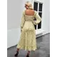 Bohemia Long Sleeves Floral Printed U-Neck Dress Bohemia Long Sleeves Floral Printed U-Neck Dress