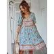 Bohemia High Waisted Floral V-Neck Dress Bohemia High Waisted Floral V-Neck Dress