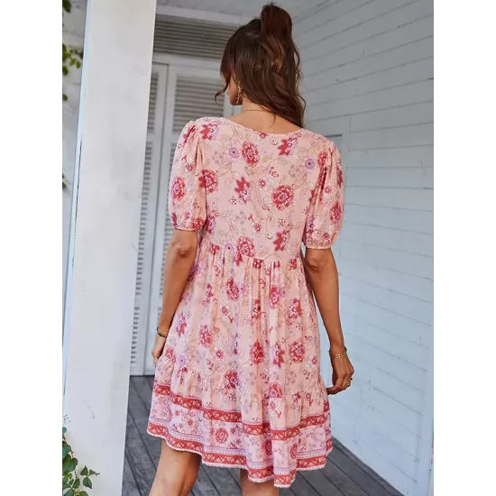 Bohemia High Waisted Floral V-Neck Dress Bohemia High Waisted Floral V-Neck Dress