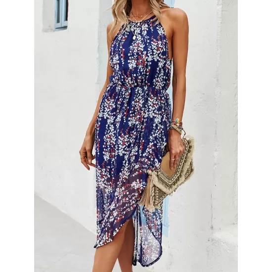 Bohemia Irregular Clipping Floral Round-Neck Dress Bohemia Irregular Clipping Floral Round-Neck Dress